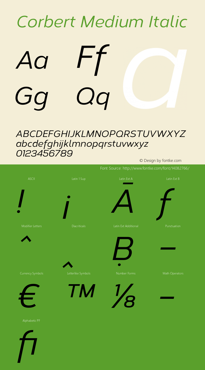 Corbert Medium Italic Version 1.001;PS 001.001;hotconv 1.0.70;makeotf.lib2.5.58329图片样张