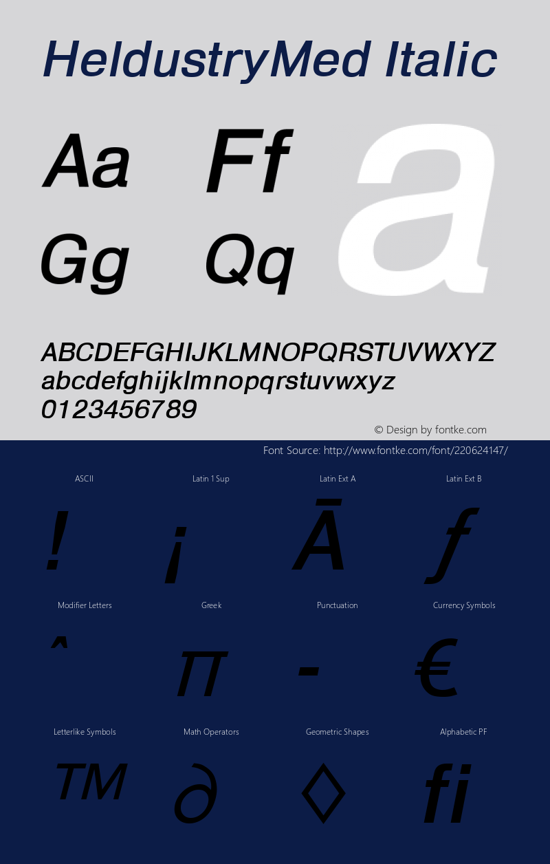 HeldustryMed Italic Version 1.00图片样张