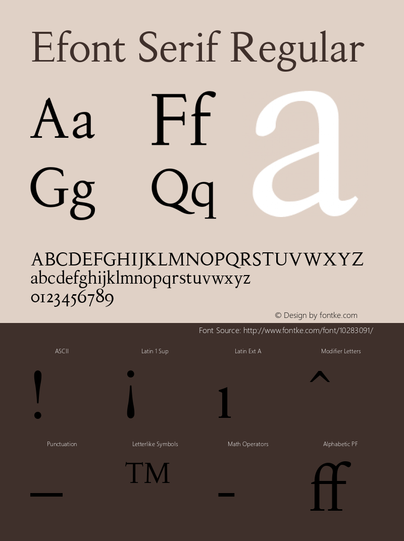 Efont Serif Regular Version 0.1; 2001图片样张