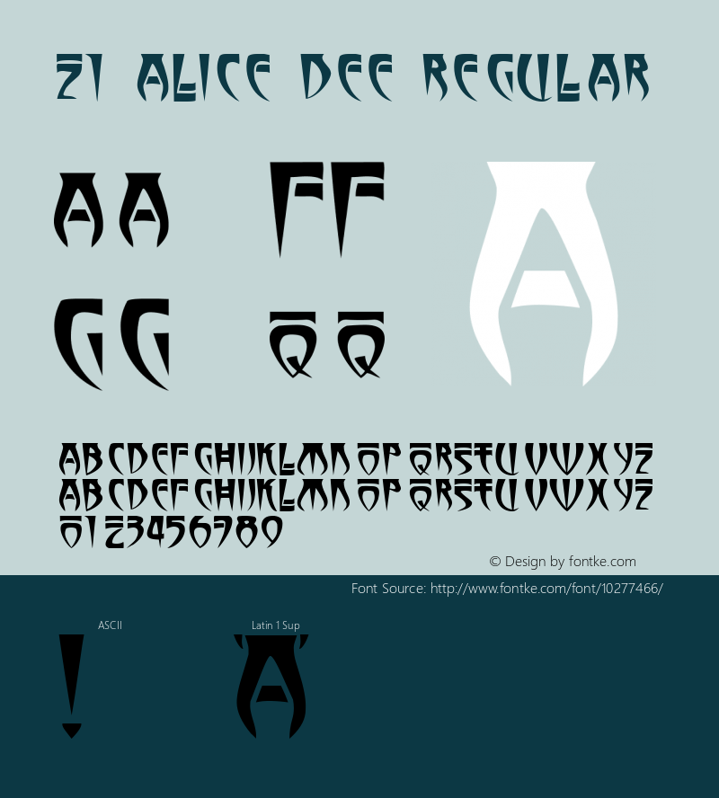 Z1 Alice Dee Regular Macromedia Fontographer 4.1 28.04.1997图片样张