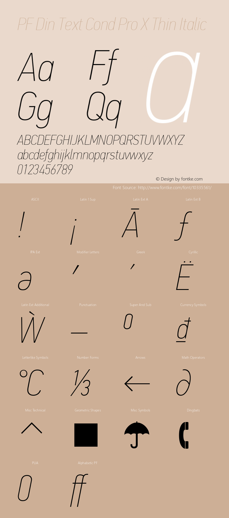 PF Din Text Cond Pro X Thin Italic Version 2.005 2005图片样张