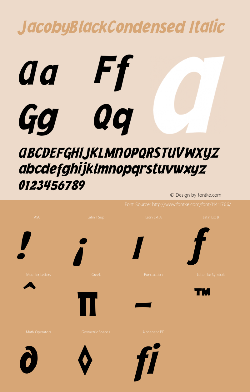 JacobyBlackCondensed Italic Version 001.000图片样张