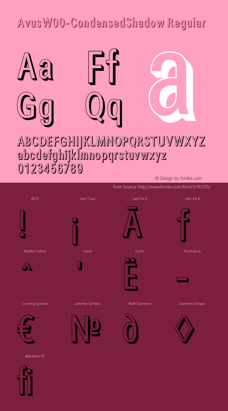 AvusW00-CondensedShadow Regular Version 1.00图片样张