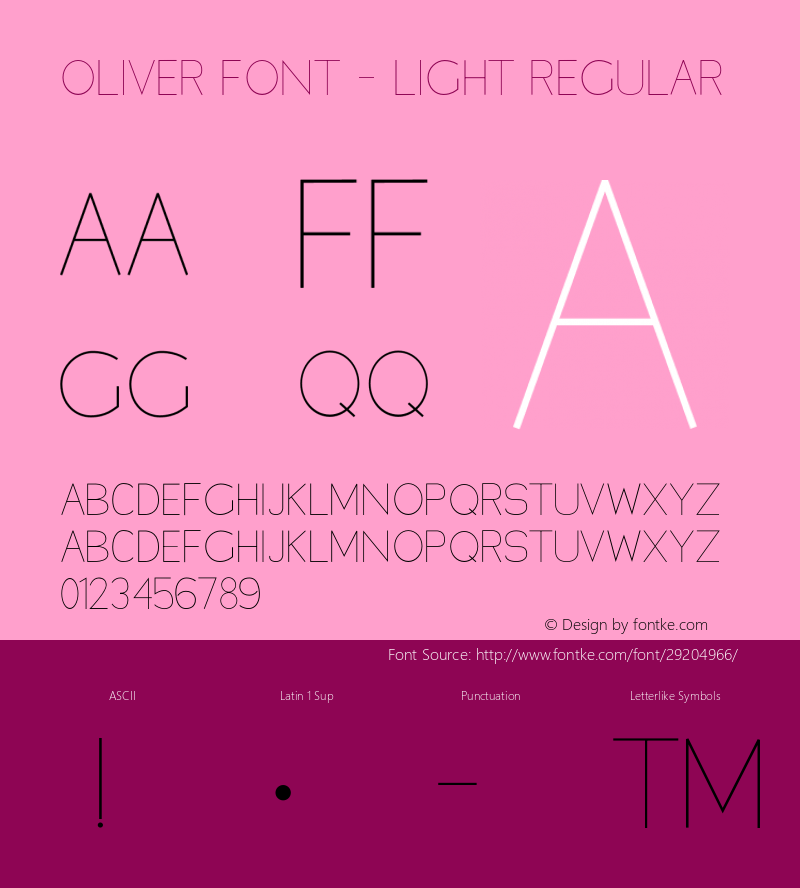 Oliver Font - Light Regular Version 1.000;PS 001.000;hotconv 1.0.88;makeotf.lib2.5.64775图片样张