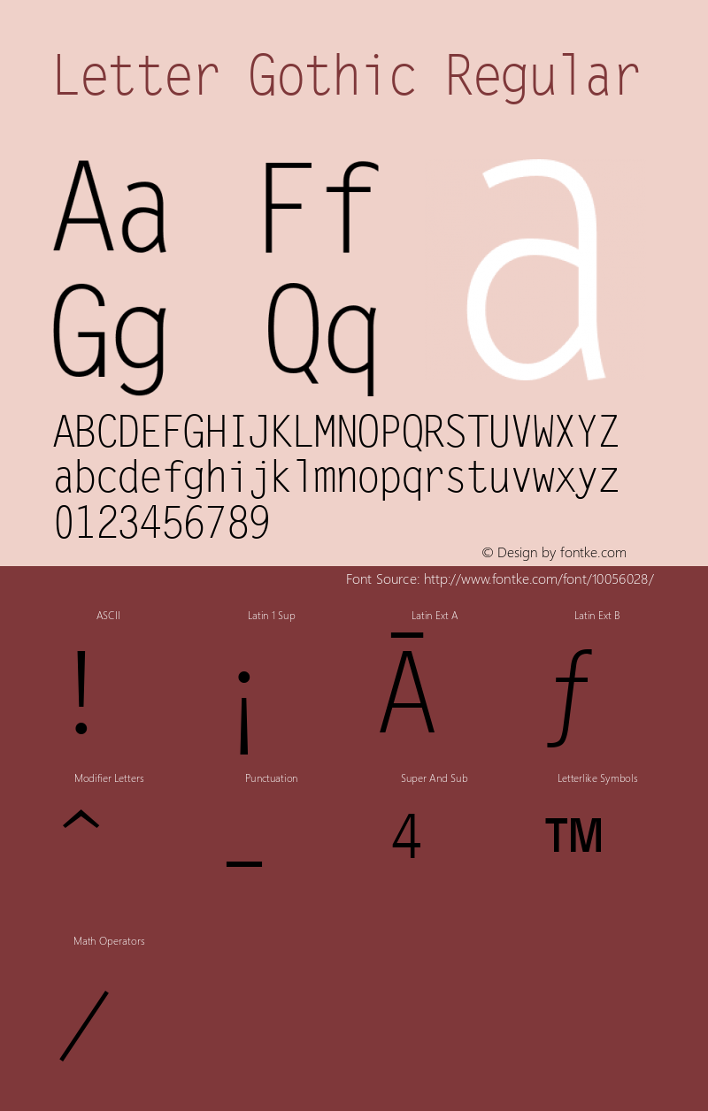 Letter Gothic Regular Version 1.3 (Hewlett-Packard)图片样张