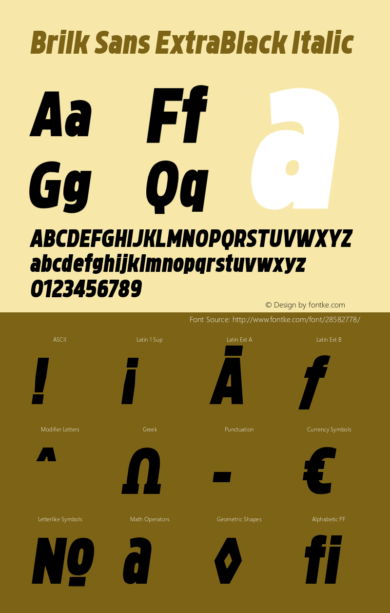Brilk Sans ExtraBlack Italic Version 1.000;YWFTv17图片样张