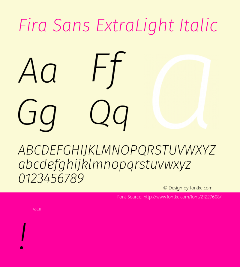 Fira Sans ExtraLight Italic 图片样张