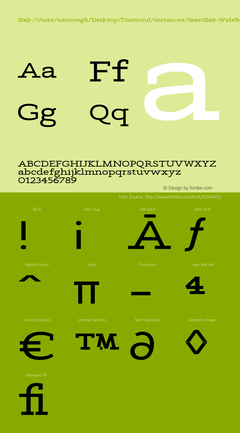 Slab /Users/simonegli/Desktop/Diamond/instances/SeanSlab-WideBold.ufo Version Version Beta 1.0图片样张