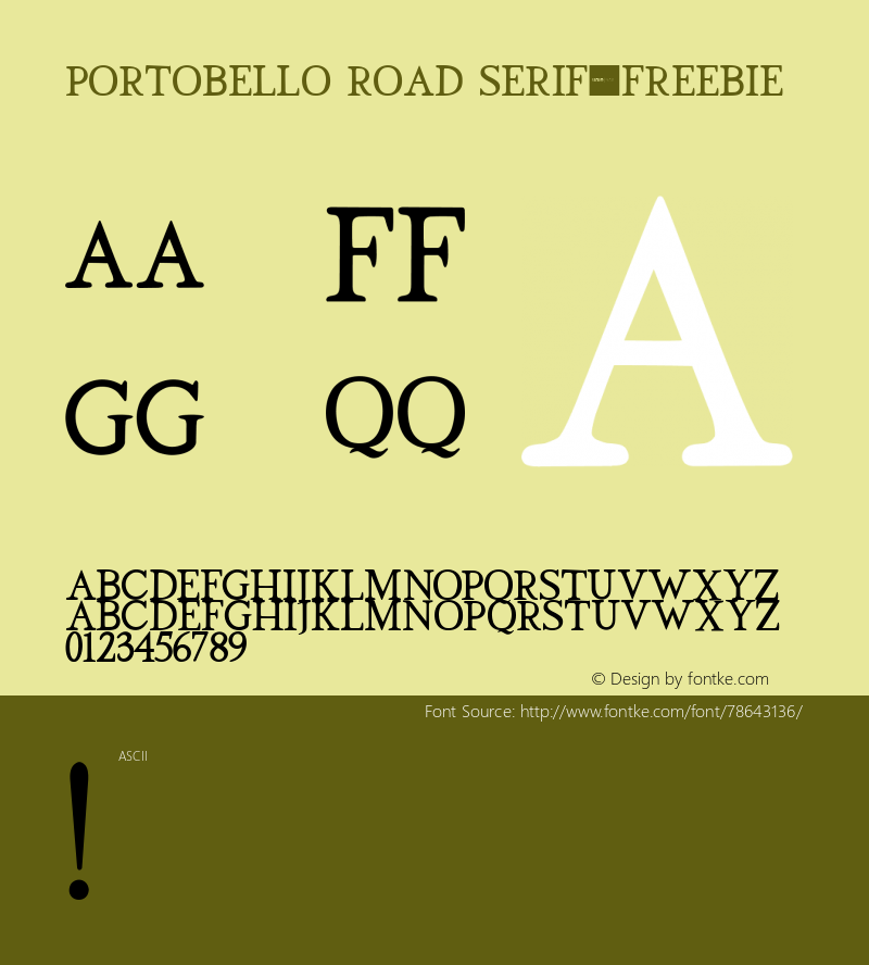 Portobello Road Serif_freebie Version 1.000;PS 001.000;hotconv 1.0.88;makeotf.lib2.5.64775图片样张
