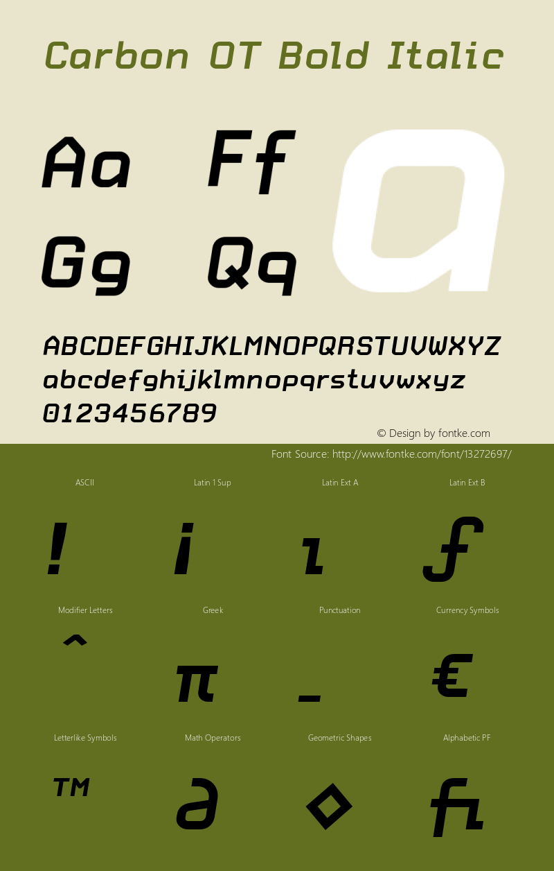 Carbon OT Bold Italic Version 1.100 2003图片样张