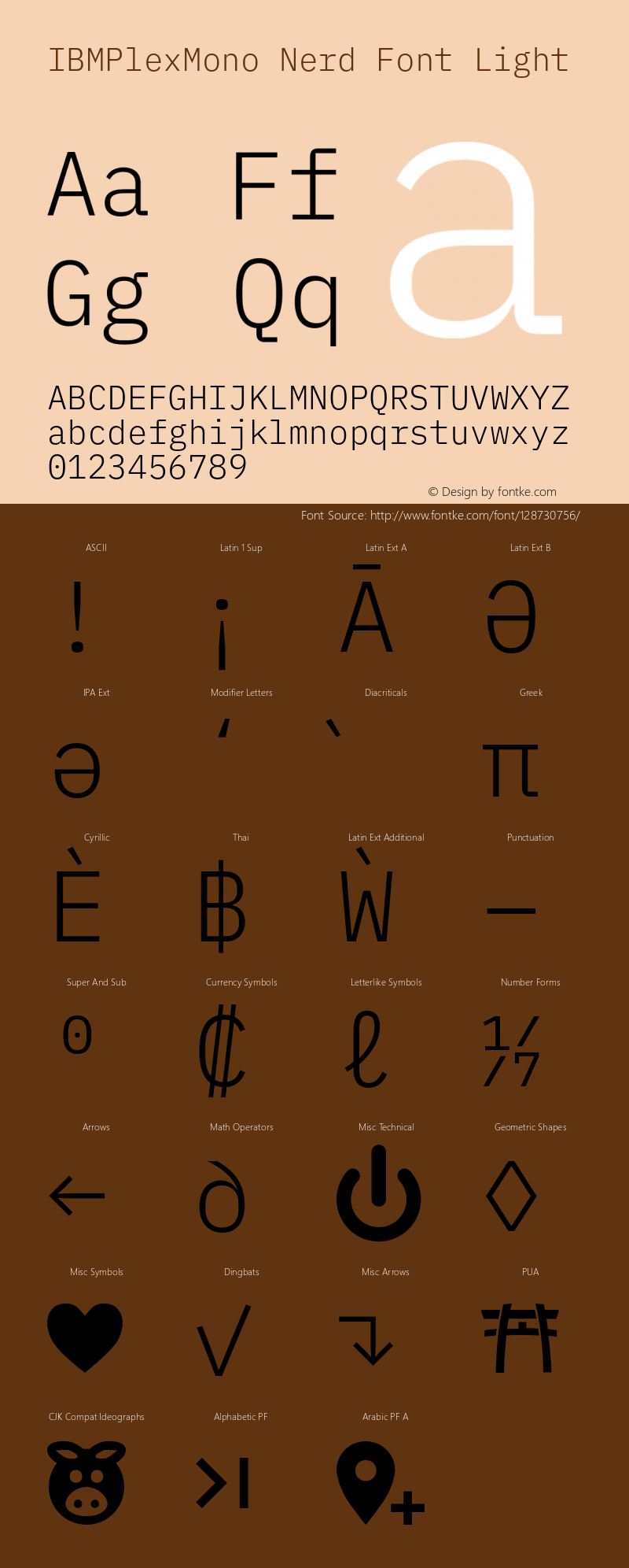 IBM Plex Mono Light Nerd Font Complete Version 2.1图片样张