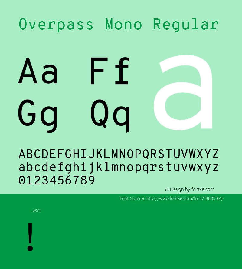 Overpass Mono Regular Version 1.000;DELV;Overpass; ttfautohint (v1.4.1)图片样张