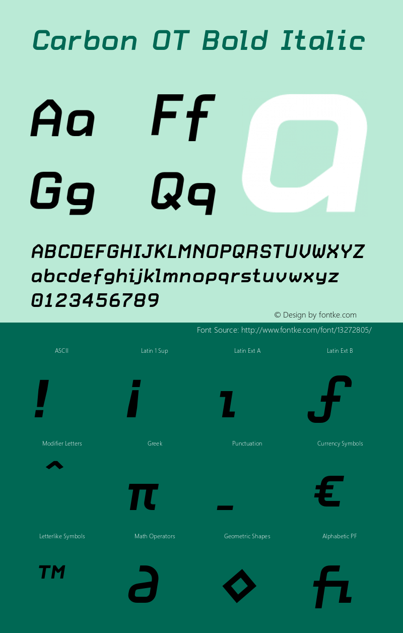 Carbon OT Bold Italic Version 1.100 2003图片样张