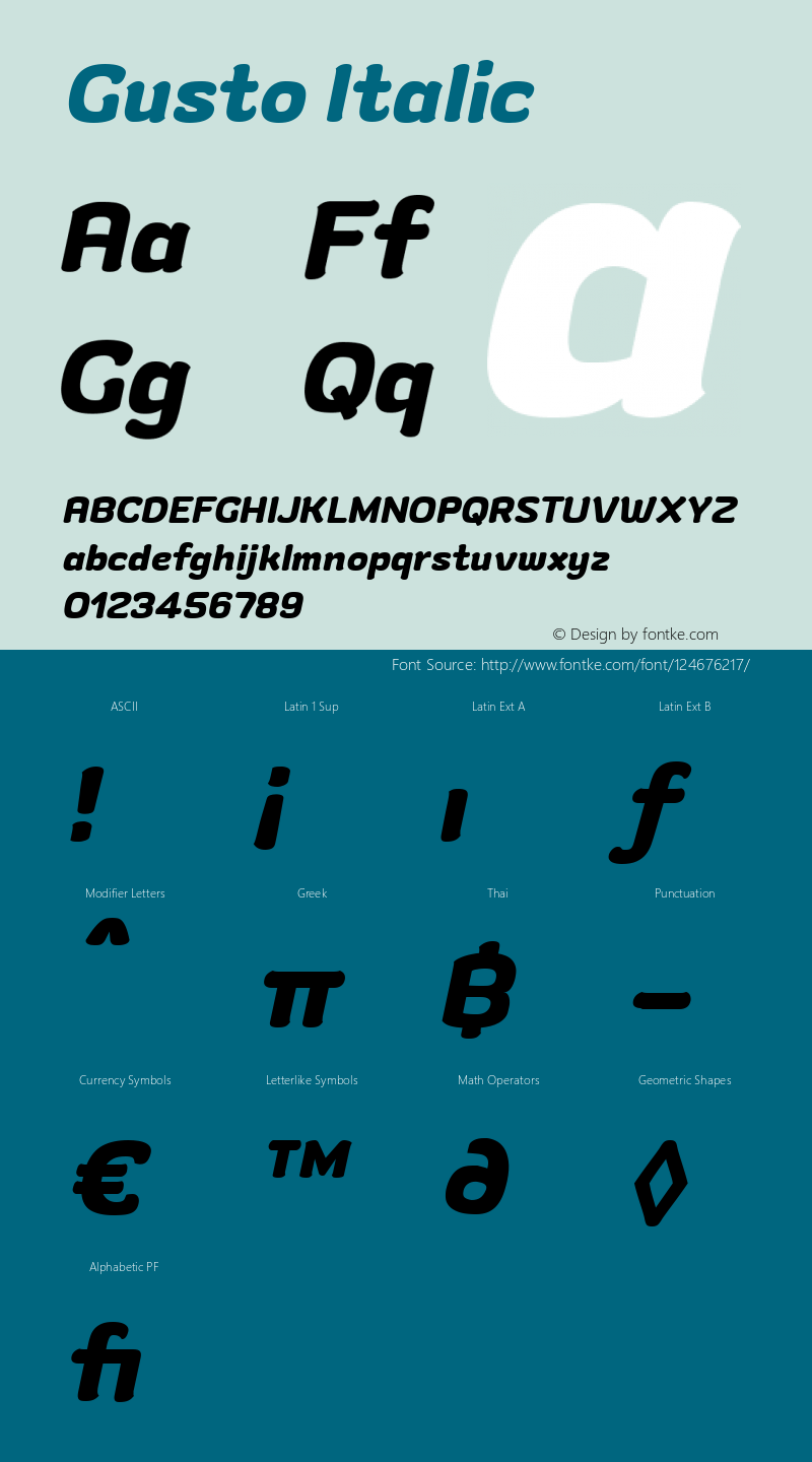 Gusto Italic 1.000图片样张