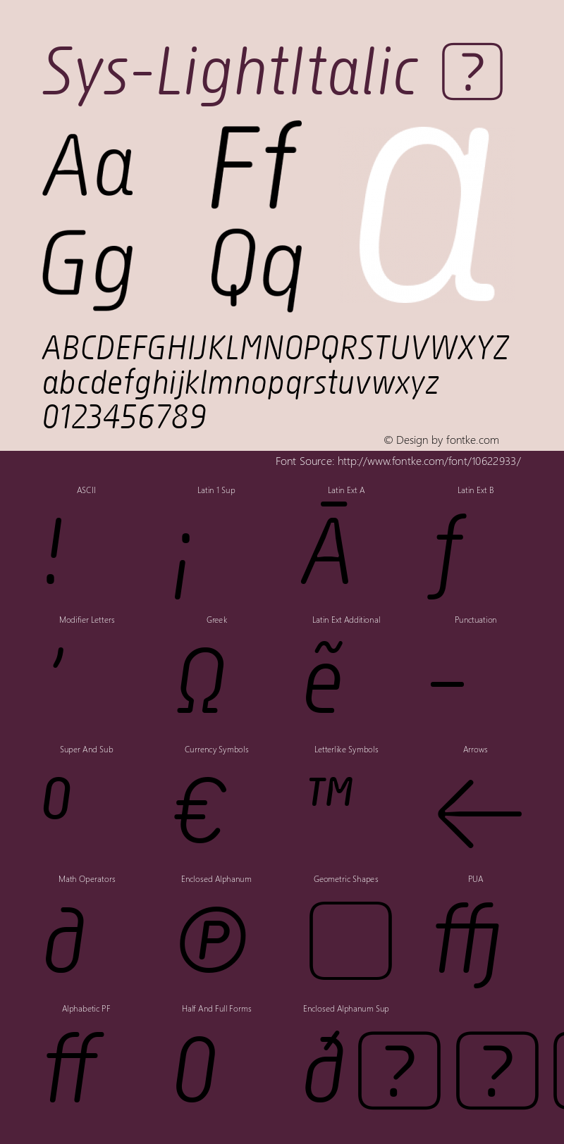 Sys-LightItalic ☞ Version 2.000;com.myfonts.easy.fsd.sys-2-0.light-italic.wfkit2.version.3PNQ图片样张