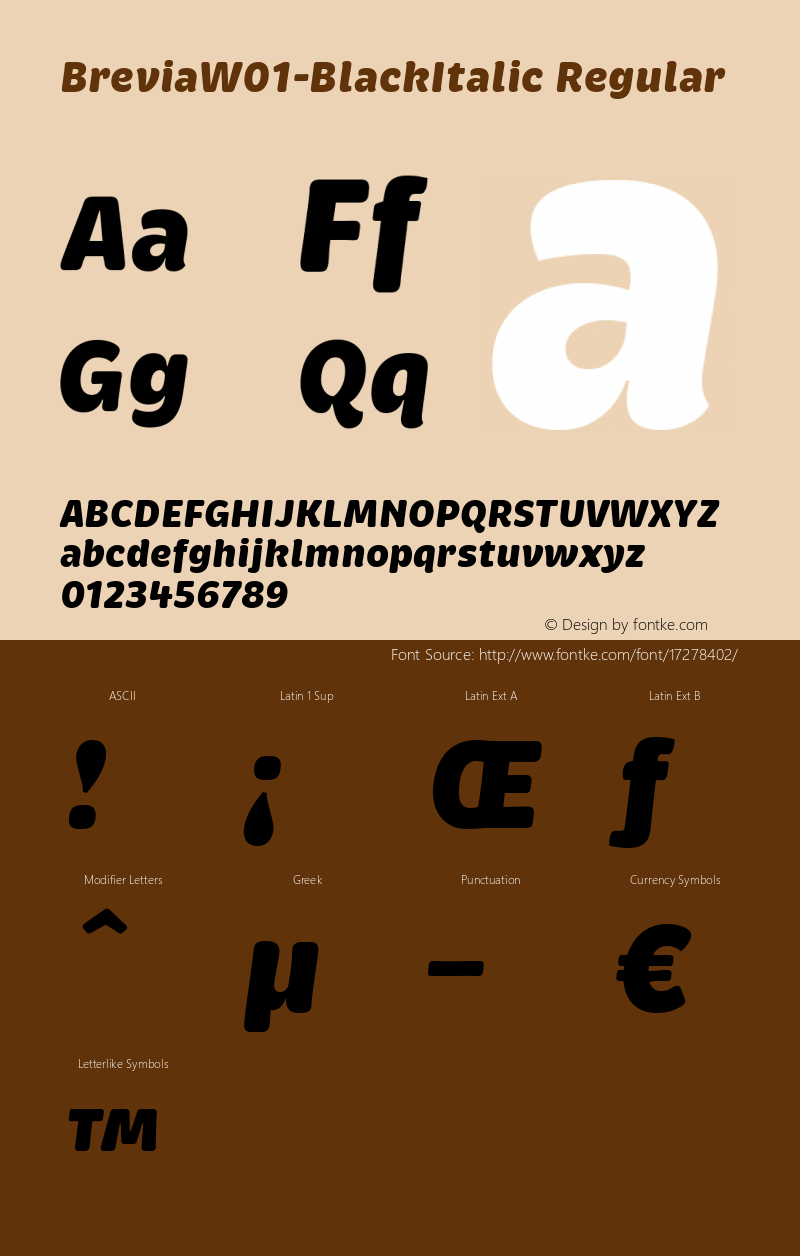 BreviaW01-BlackItalic Regular Version 1.00图片样张