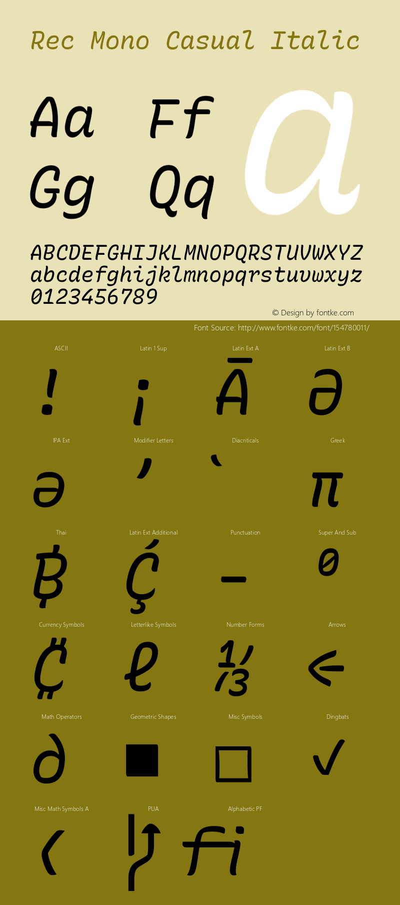 Rec Mono Casual Italic Version 1.073图片样张