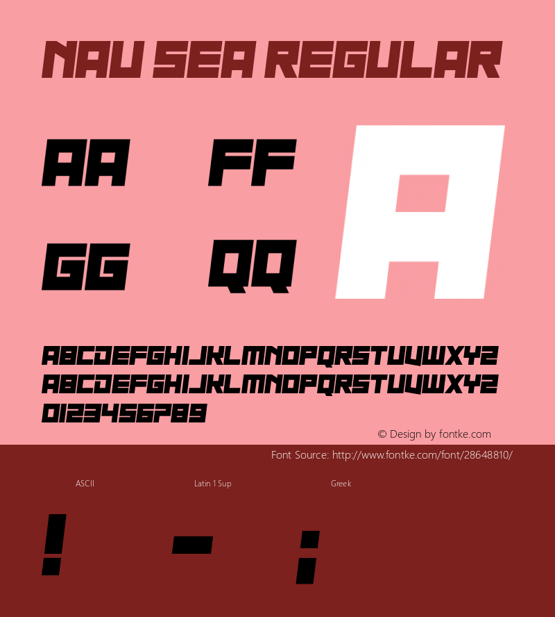 Nau Sea Version 1.00;February 28, 2019;FontCreator 11.5.0.2430 64-bit图片样张