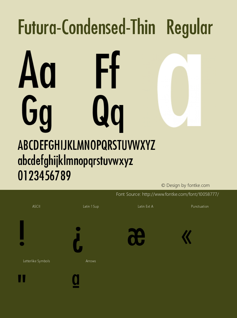 Futura-Condensed-Thin Regular Converted from C:\TTFONTS\FUTURA1.TF1 by ALLTYPE图片样张