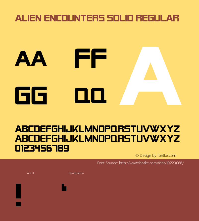 Alien Encounters Solid Regular Macromedia Fontographer 4.1 3/28/99图片样张