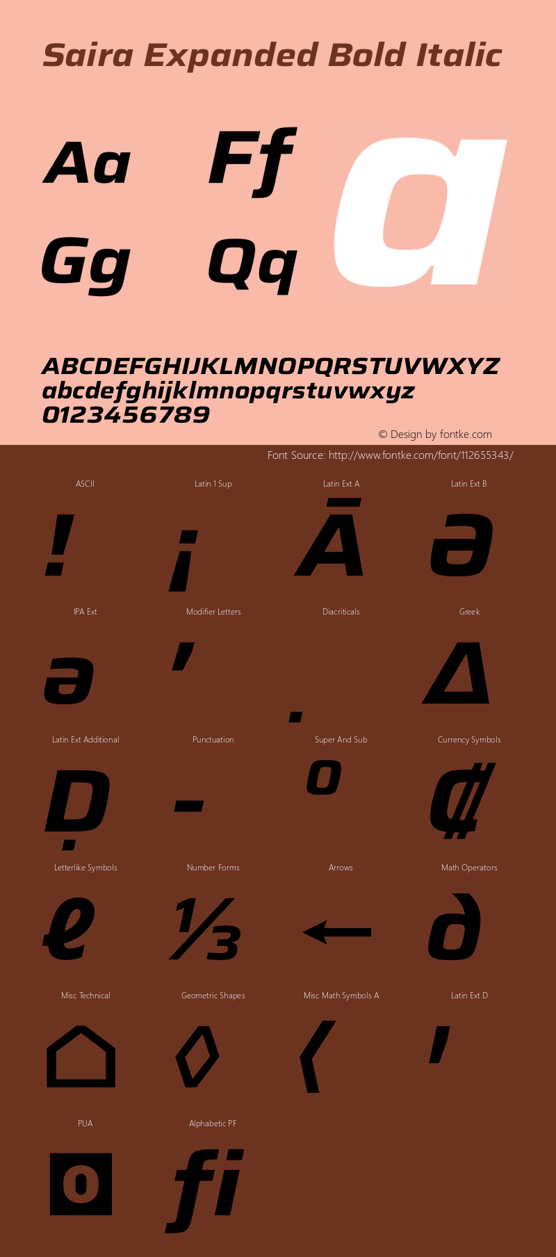Saira Expanded Bold Italic Version 1.100图片样张