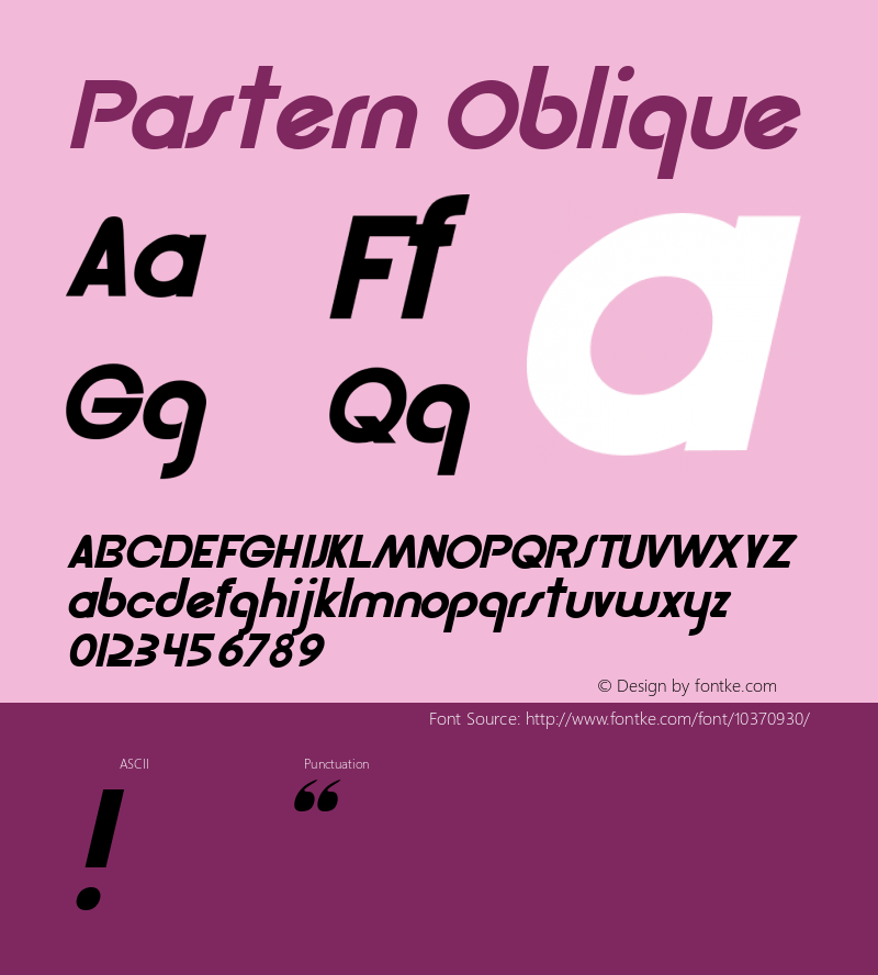 Pastern Oblique 1.0 Tue Oct 11 18:28:02 1994图片样张