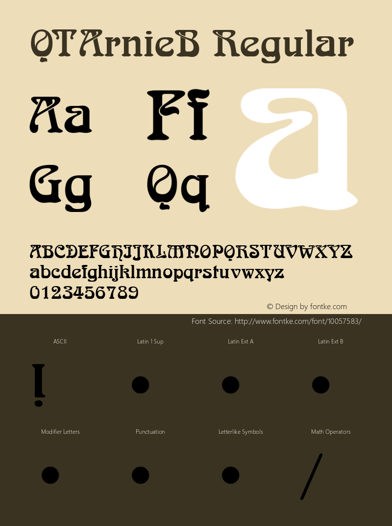 QTArnieB Regular QualiType TrueType font  10/4/92图片样张