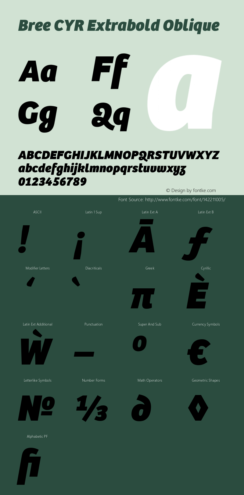 Bree CYR Extrabold Italic Version 2.000;hotconv 1.0.109;makeotfexe 2.5.65593图片样张