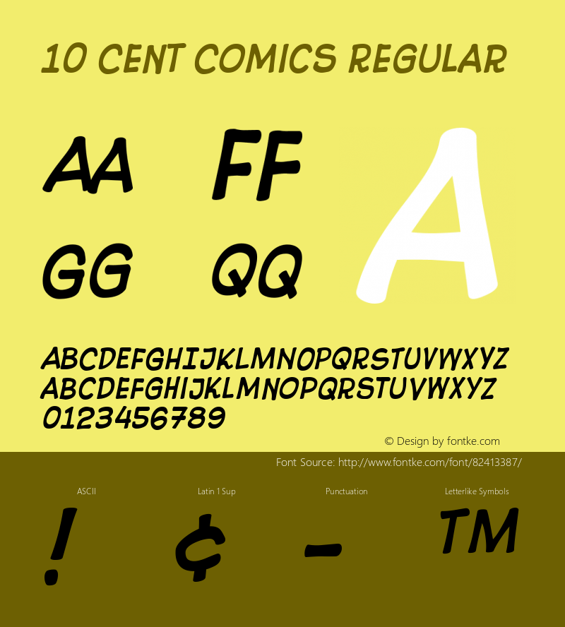 10 Cent Comics W05 Italic Version 4.10图片样张