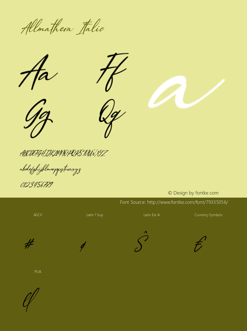 Allmathera Italic Version 1.00;August 21, 2020;FontCreator 12.0.0.2563 64-bit图片样张