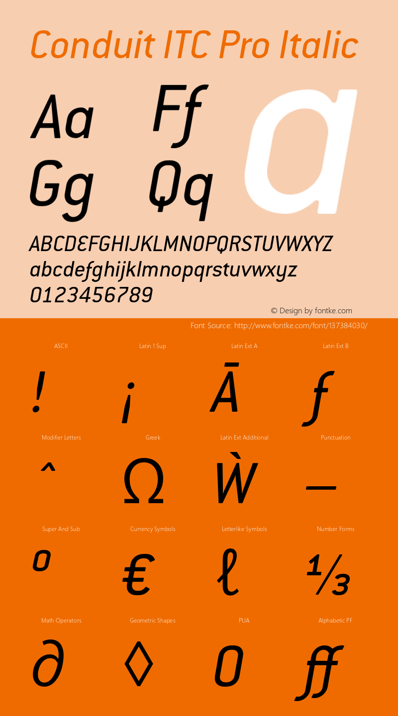 ConduitITCPro-Italic Version 1.00; 2007图片样张