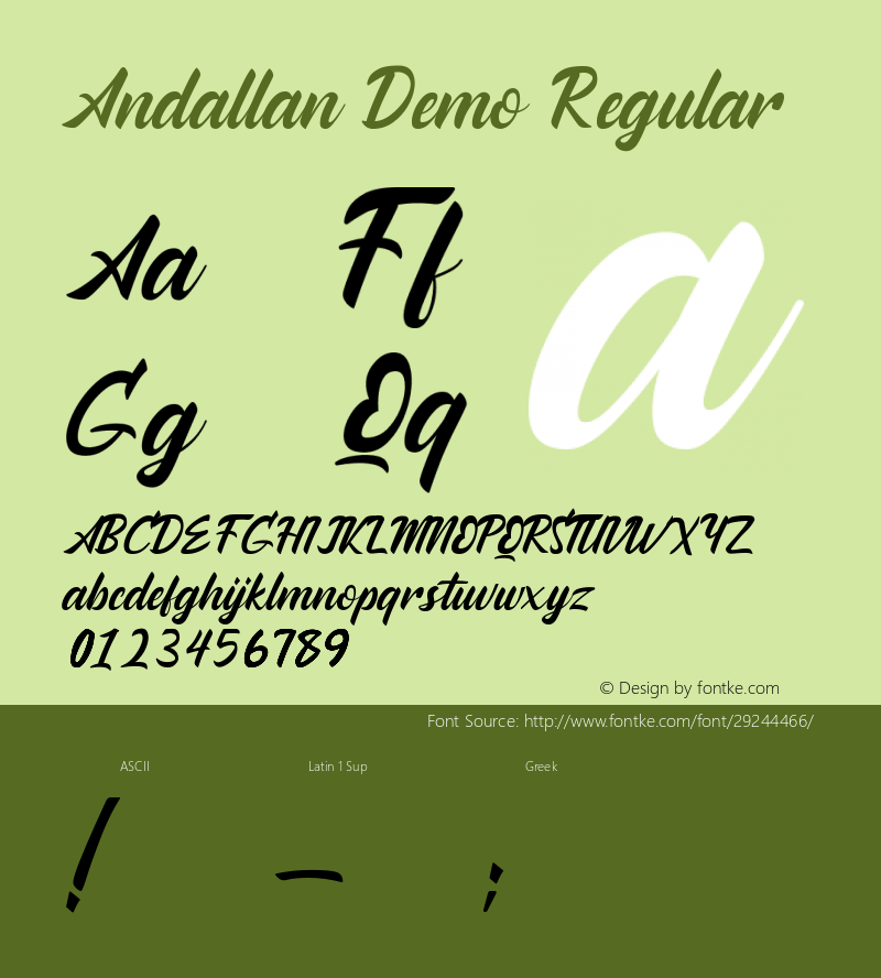 Andallan Demo Version 1.00;April 24, 2019;FontCreator 11.5.0.2430 64-bit图片样张
