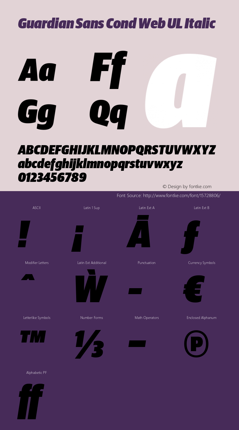 Guardian Sans Cond Web UL Italic Version 1.1 2012图片样张