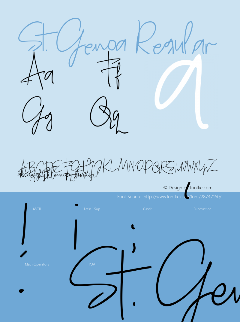 St. Genoa Version 1.00;March 11, 2019;FontCreator 11.5.0.2430 64-bit图片样张