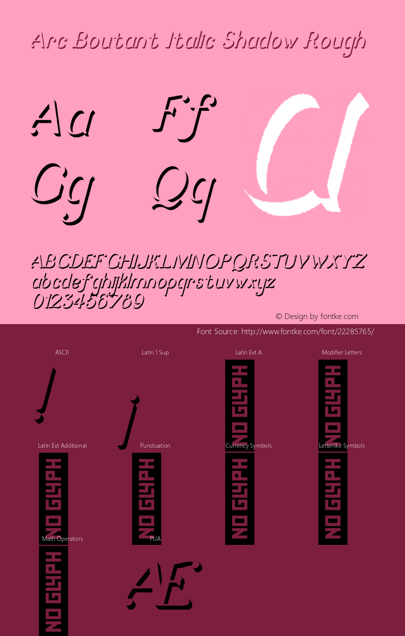 ArcBoutant-ItalicShadowRough Version 1.000图片样张