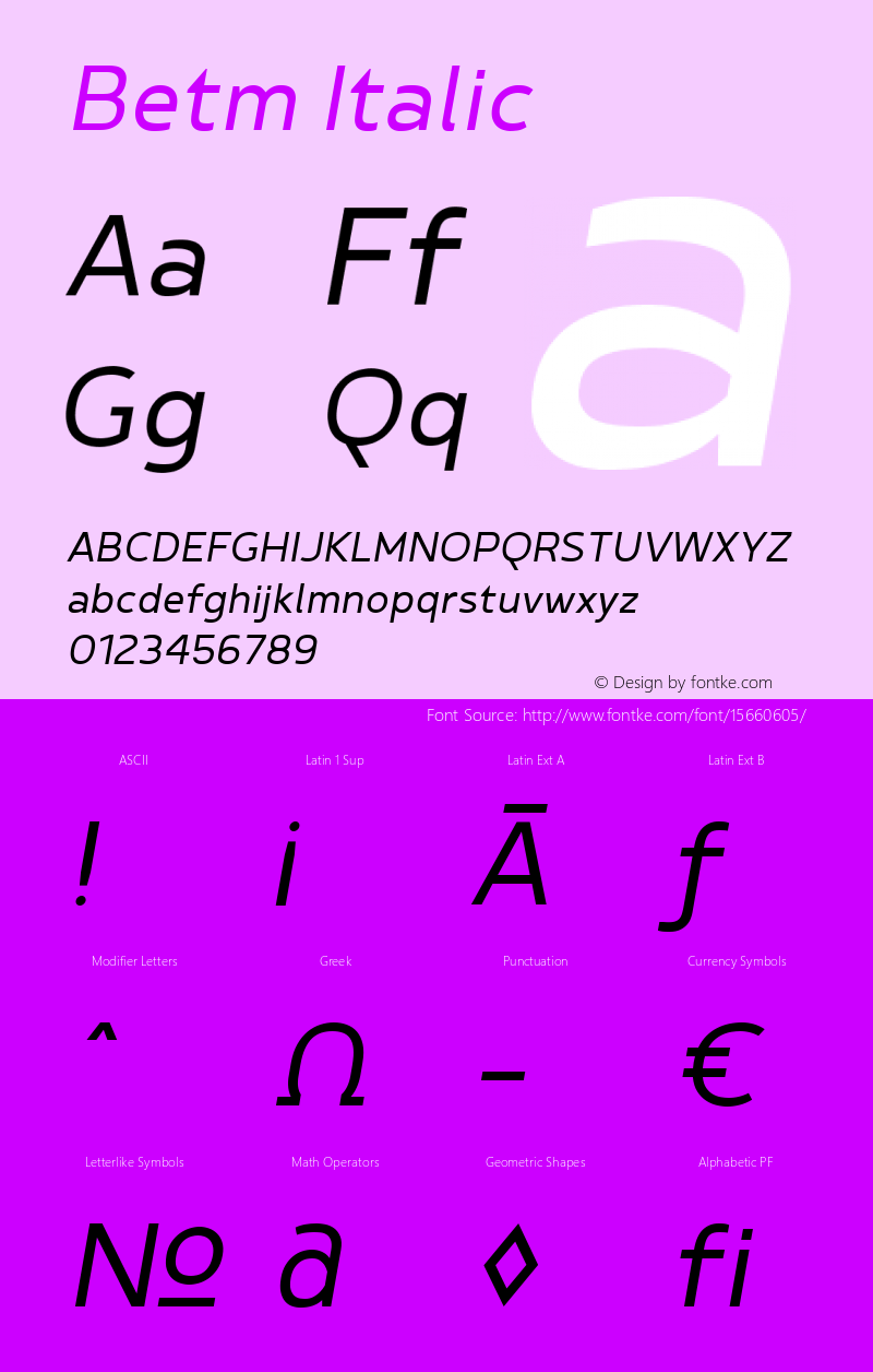 Betm Italic Version 1.000图片样张