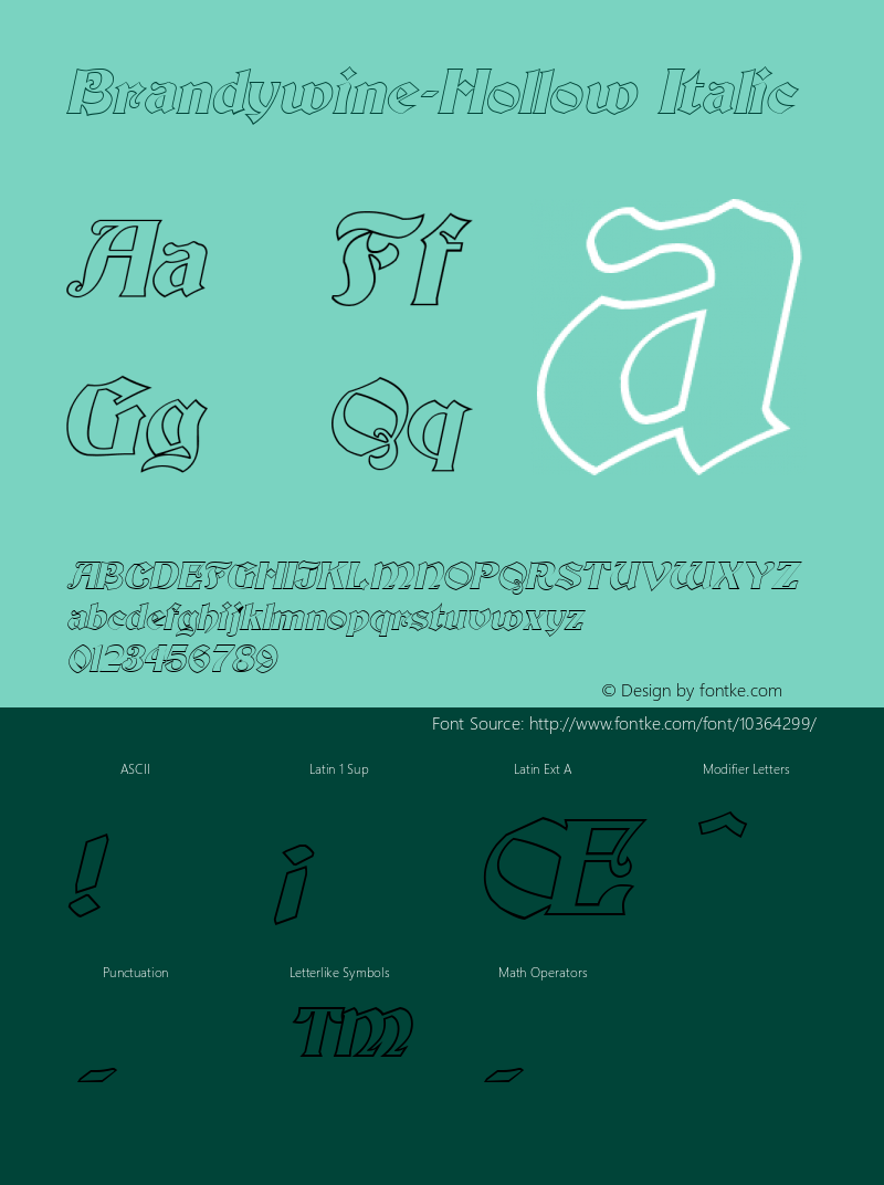 Brandywine-Hollow Italic 1.0/1995: 2.0/2001图片样张