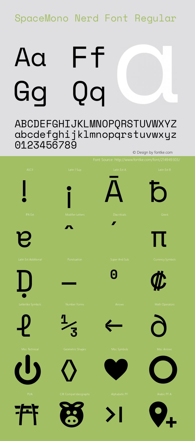 Space Mono Nerd Font Complete Version 1.000;PS 1.003;hotconv 1.0.81;makeotf.lib2.5.63406;Nerd Fonts 2.1.0图片样张