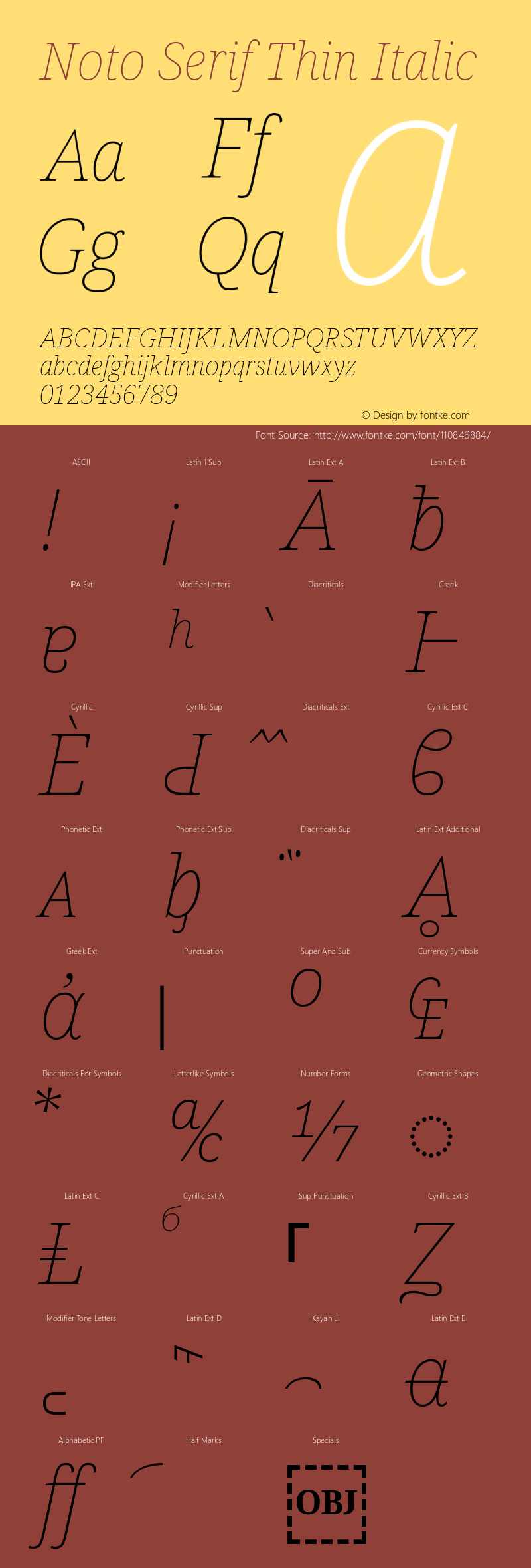 Noto Serif Thin Italic Version 2.003图片样张