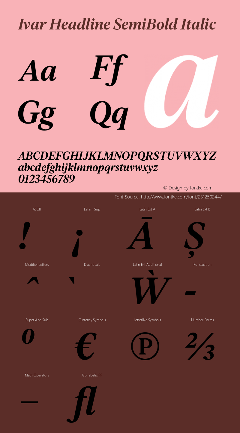 Ivar Headline SemiBold Italic Version 1.801图片样张