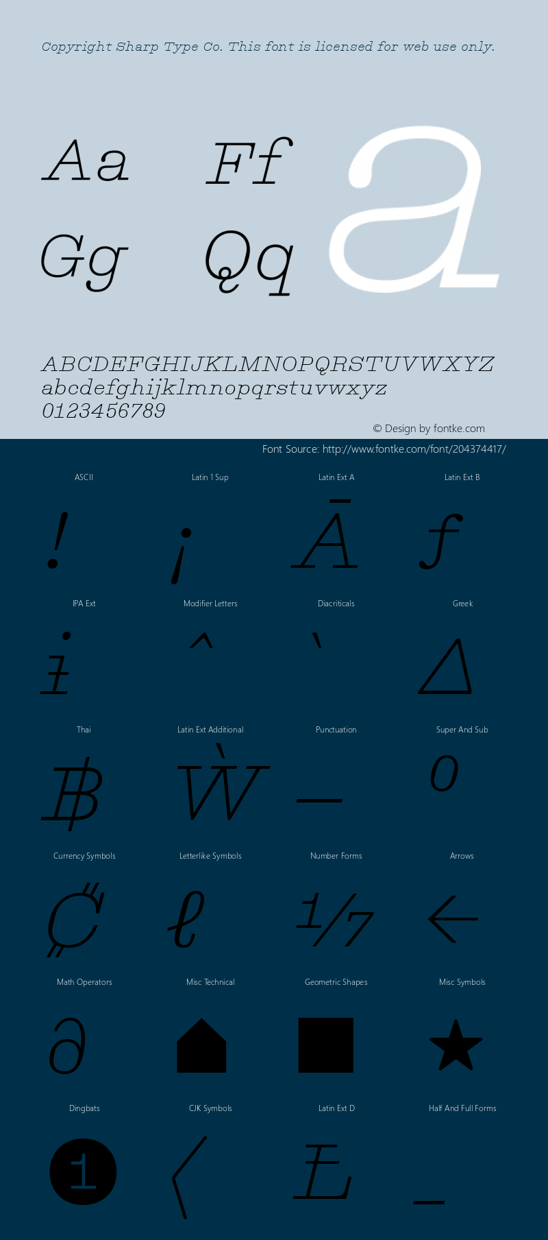 Copyright Sharp Type Co. This font is licensed for web use only. Version 1.000;hotconv 1.0.114;makeotfexe 2.5.65599图片样张