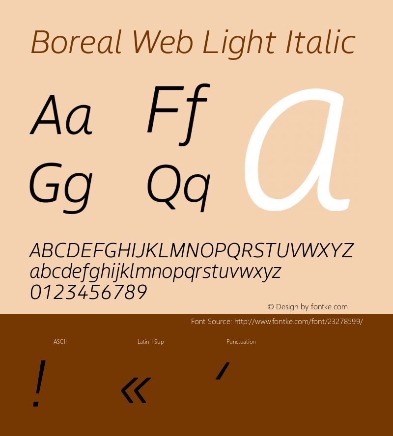 Boreal Web Light Italic Version 1.001;PS 1.1;hotconv 1.0.72;makeotf.lib2.5.5900; ttfautohint (v1.3)图片样张