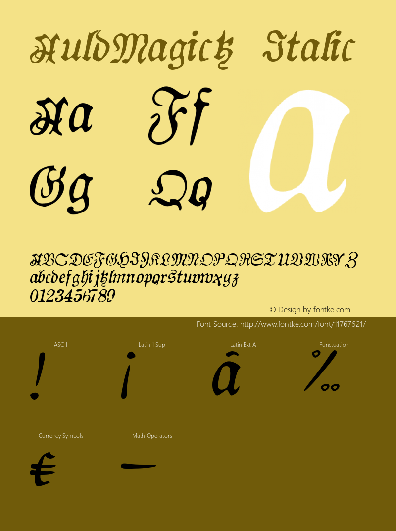 AuldMagick Italic Version 1.10 March 8, 2013图片样张