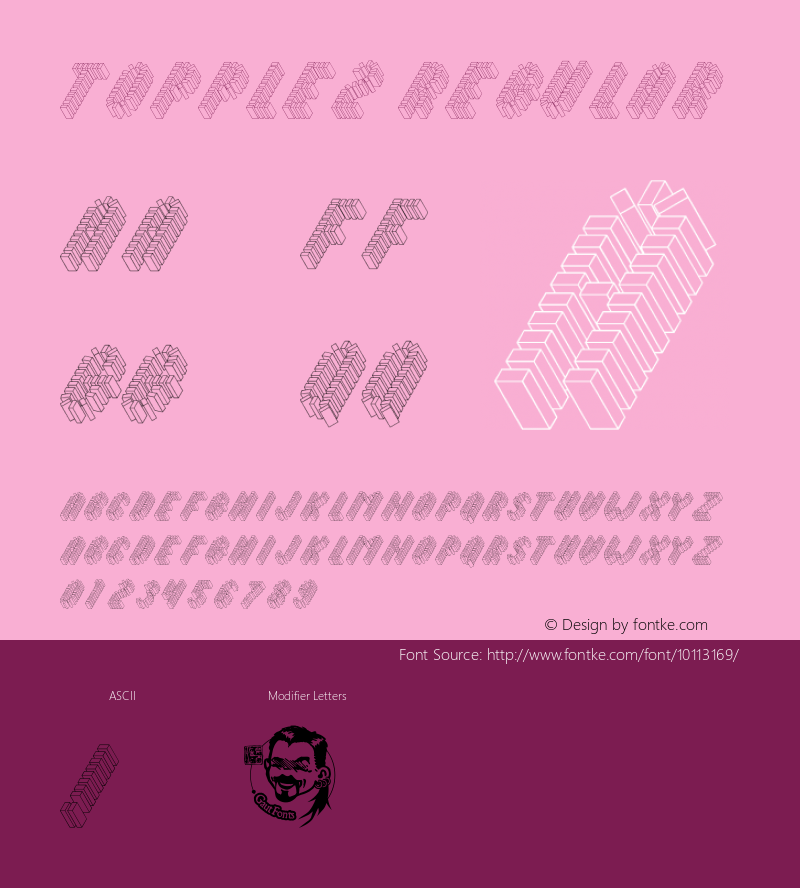 Topple2 Regular Macromedia Fontographer 4.1.5 12/16/02图片样张