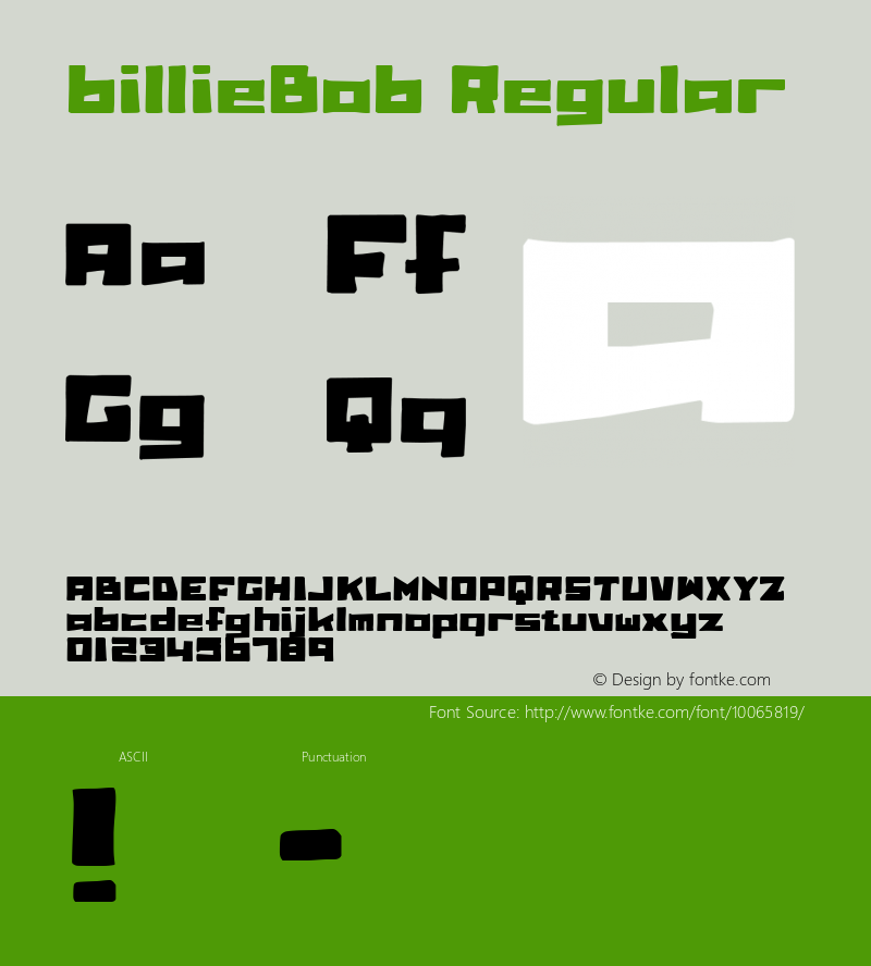 billieBob Regular Macromedia Fontographer 4.1 6-11-00图片样张