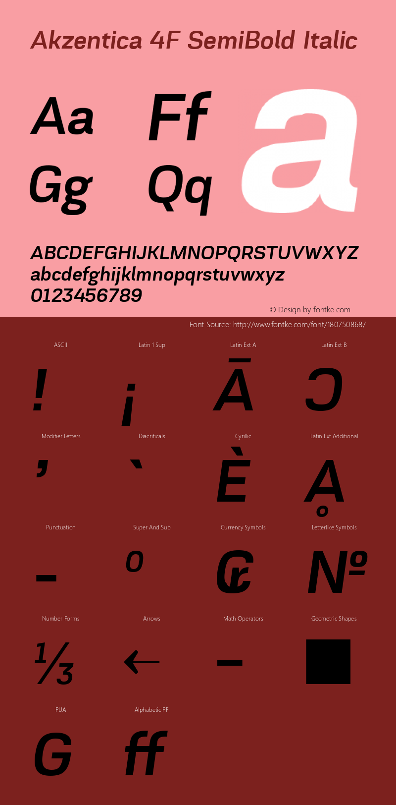 Akzentica 4F SemiBold Italic 1.0图片样张