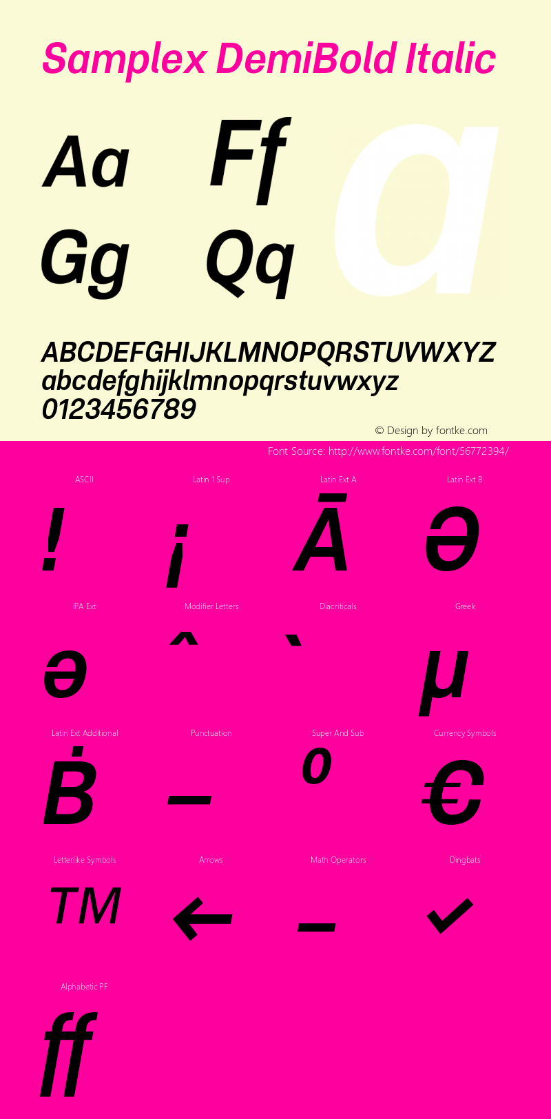 Samplex DemiBold Italic Version 1.000;hotconv 1.0.109;makeotfexe 2.5.65596图片样张