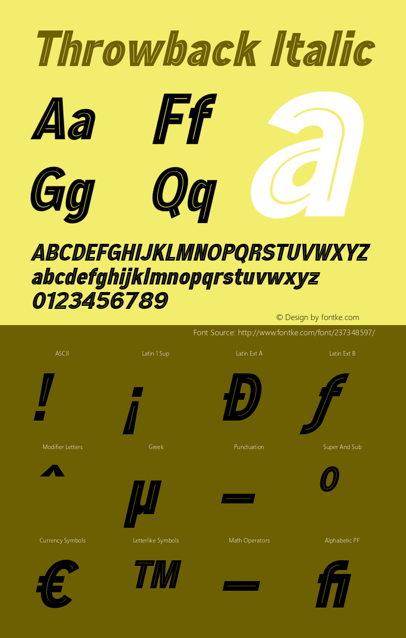 Throwback Italic Version 1.001;Fontself Maker 3.5.4图片样张