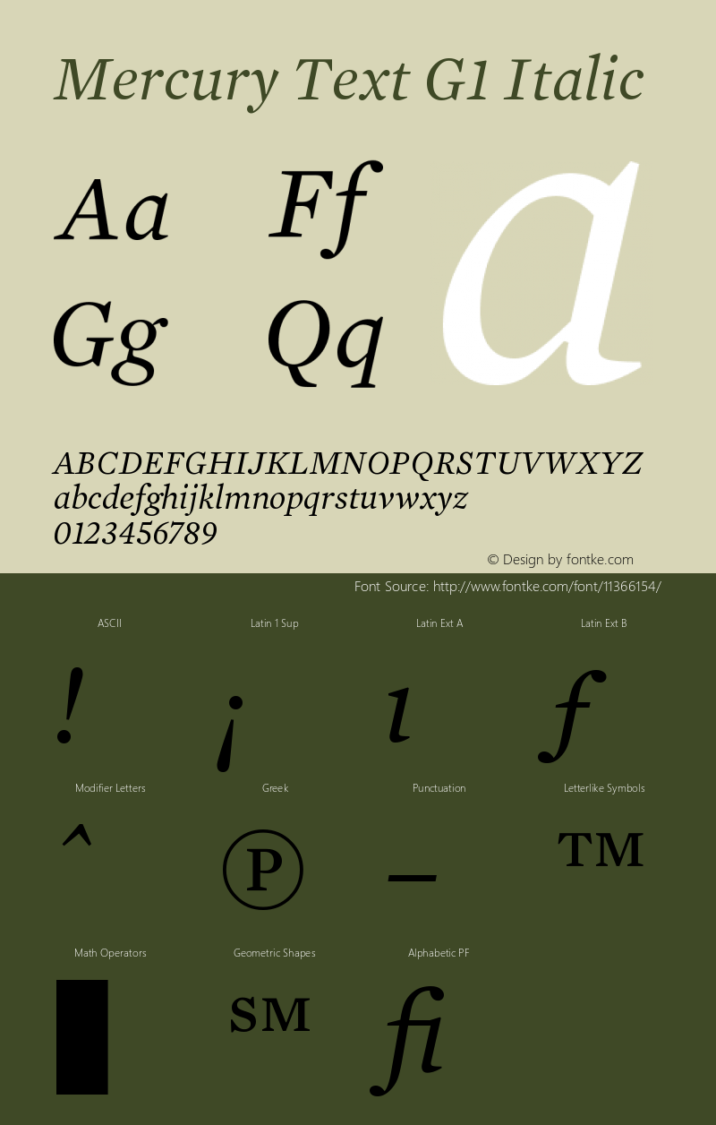 Mercury Text G1 Italic Version 001.000图片样张