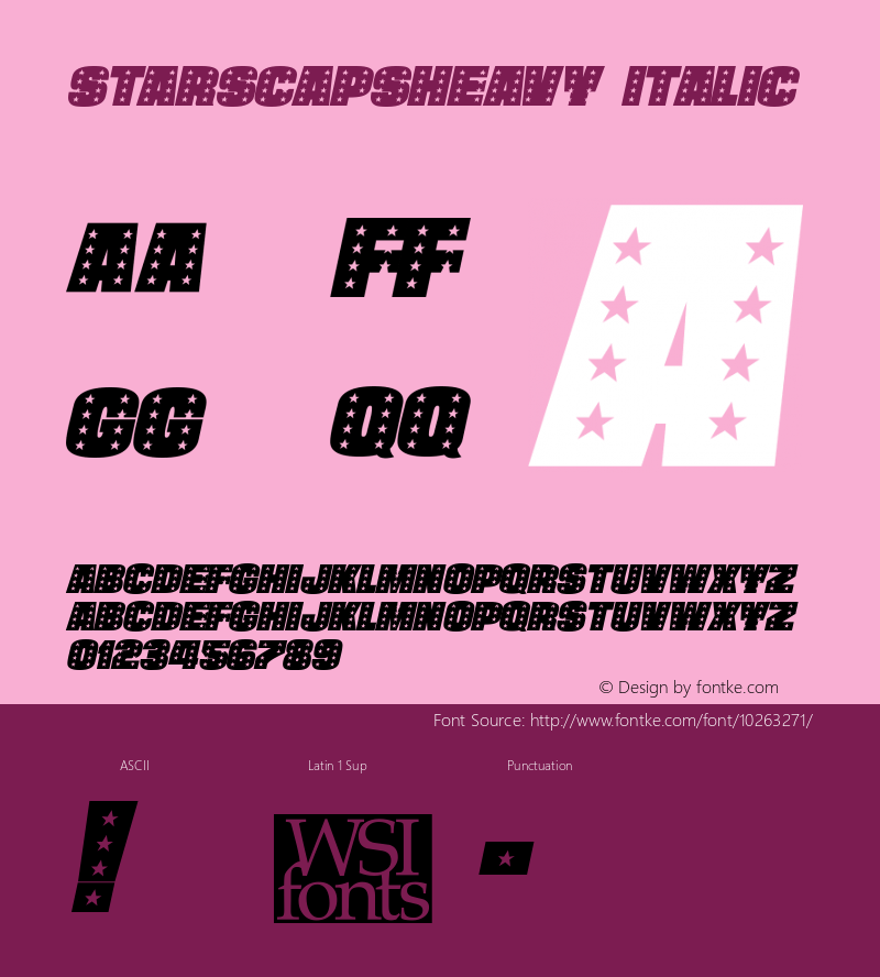 StarsCapsHeavy Italic Macromedia Fontographer 4.1 7/1/96图片样张